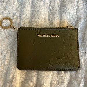 Michael Kors army green wallet keychain